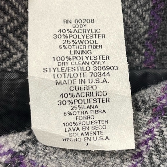 Vintage 35th & 10th Brand wool blend purple/black/gray Plaid Patterned Skirt - Picture 14 of 14